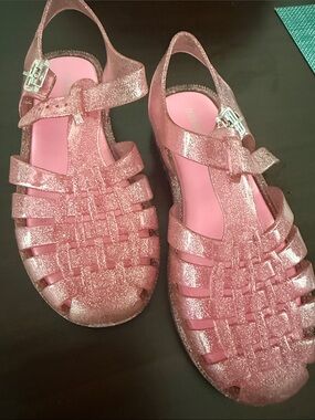 Girls' Pink Glitter Jelly Sandals Mini Melissa